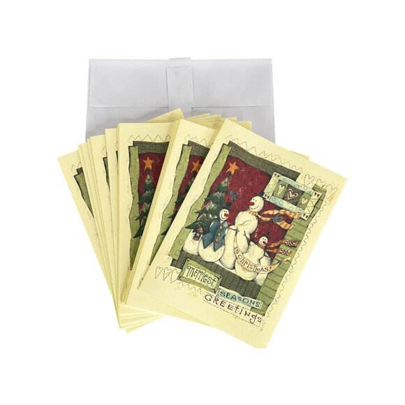 NEW Hollyville Snowman Christmas Cards 18 Cards & Envelopes Seasons Greetings - Picture 1 of 4